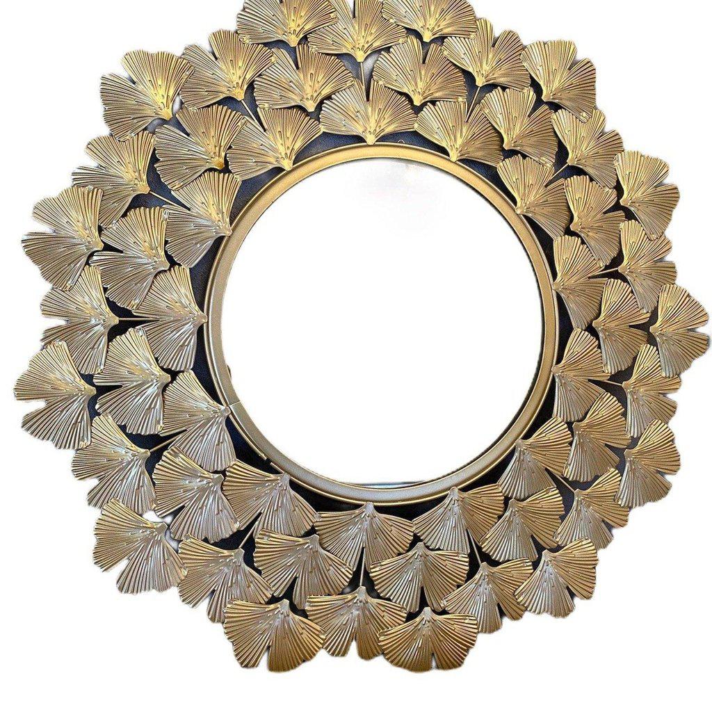 Espejo Dorado Hojas de Metal - Ø50cm-ivvidek