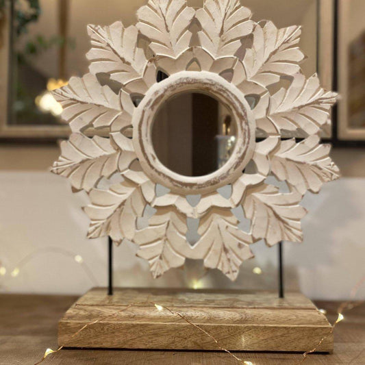 Espejo Mandala de Madera de Mango - 35X8X29cm-ivvidek