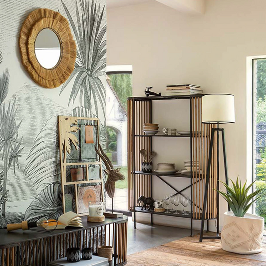 Espejo Rafia Exótico Chic - 57cm-ivvidek