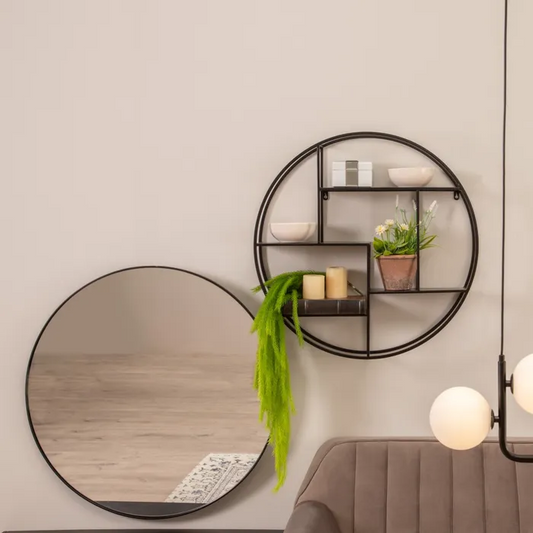 Espejo Redondo Negro Metal - Ø100cm-ivvidek