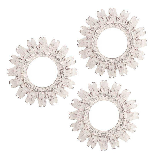 Espejos Sol Blanco Envejecido - Ø25cm (set 3 ud)-ivvidek