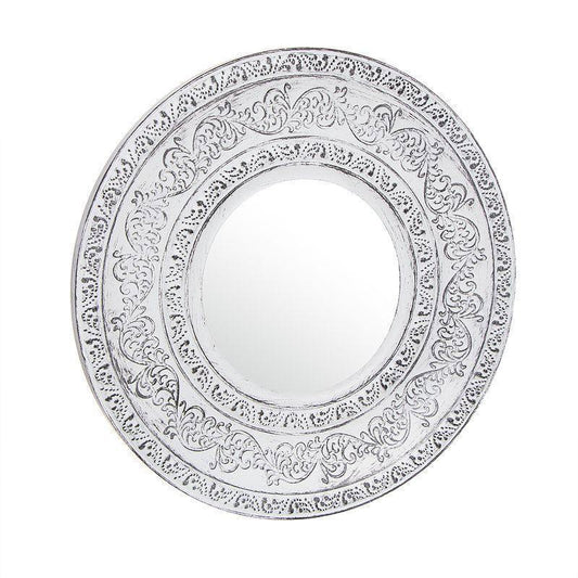 Espejos Tallados Blanco Envejecido - Ø25cm (set 3 ud)-ivvidek