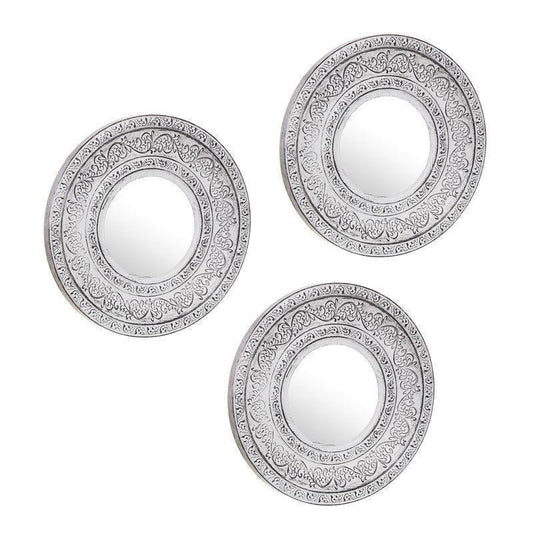 Espejos Tallados Blanco Envejecido - Ø25cm (set 3 ud)-ivvidek