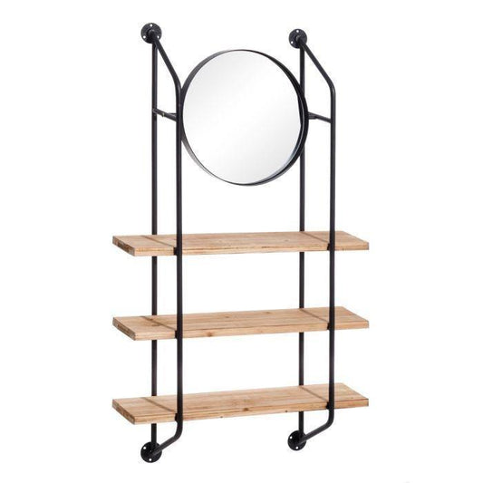 Estantería de Madera de Estilo Industrial con Espejo-ivvidek