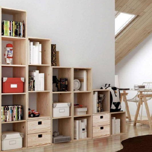 Estantería de Madera Pino Natural - 4 Cubos-ivvidek