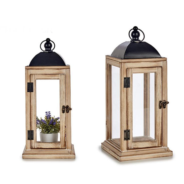 Farol Portavelas de Madera - 18,5x18,5x43cm-ivvidek