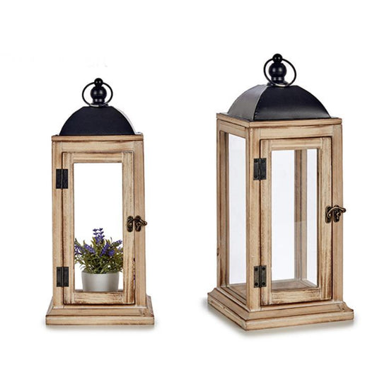 Farol Portavelas de Madera - 18,5x18,5x43cm-ivvidek