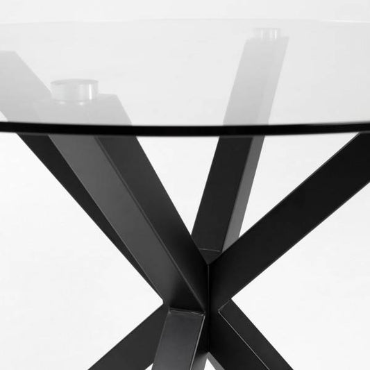 Mesa de Cristal con Patas Negras “May” - Ø114cm