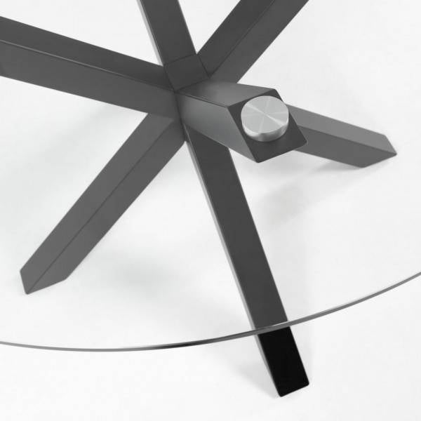 Mesa de Cristal con Patas Negras “May” - Ø114cm