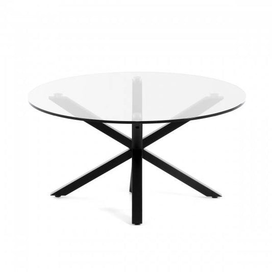 Mesa de Cristal con Patas Negras “May” - Ø114cm