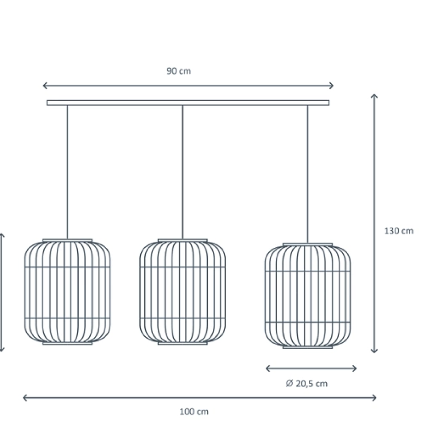 Lámpara de Bambú "Ambiente" - 3 Luces-ivvidek