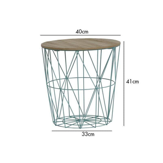 Mesa Auxiliar Azul con tapa de Madera-ivvidek