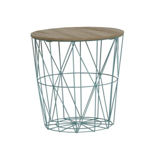 Mesa Auxiliar Azul con tapa de Madera-ivvidek