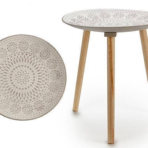 Mesa Auxiliar Mandala Blanco Envejecido-ivvidek