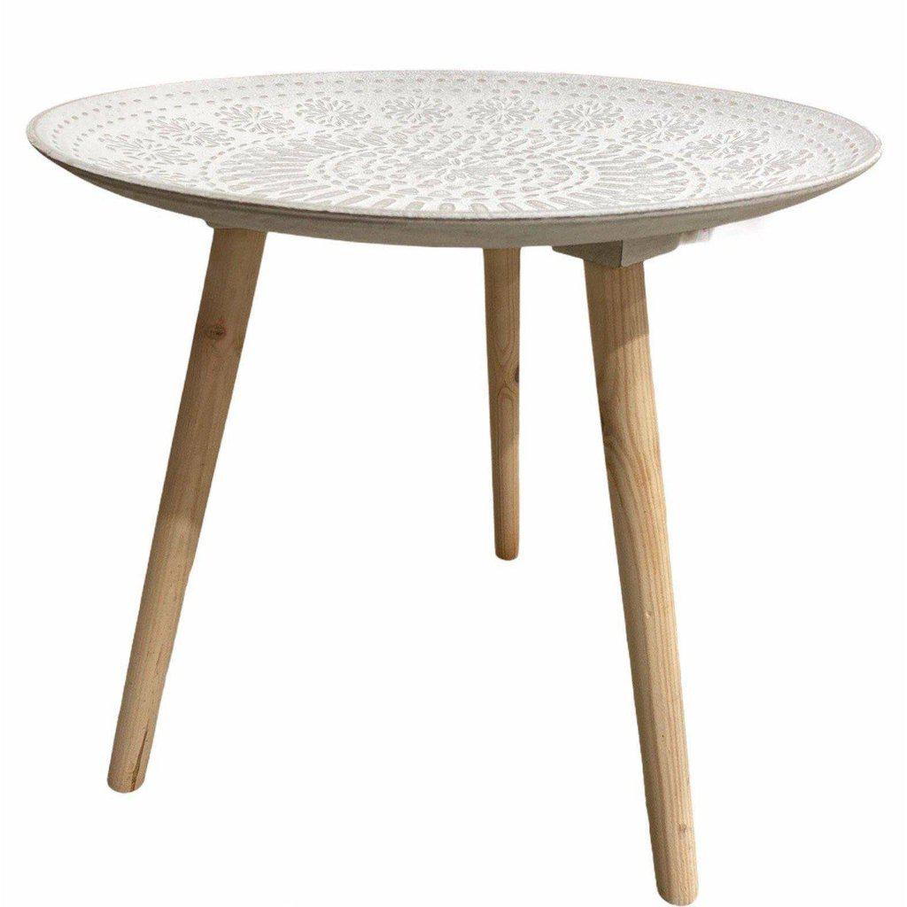 Mesa Auxiliar Mandala Blanco Envejecido-ivvidek