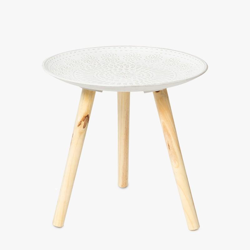 Mesa Auxiliar Mandala Blanco Envejecido-ivvidek