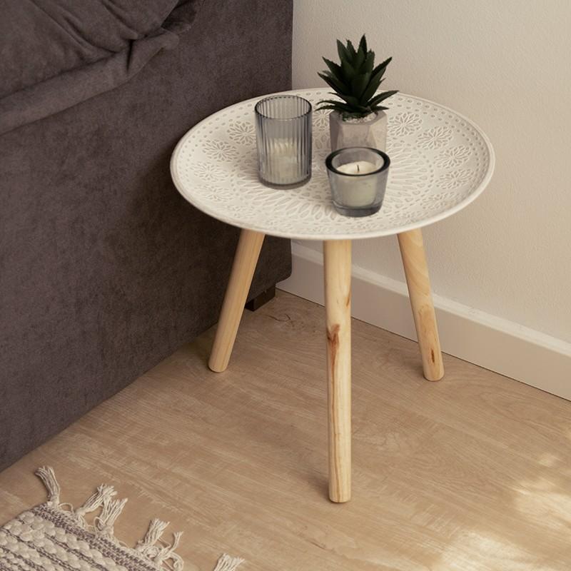 Mesa Auxiliar Mandala Blanco Envejecido-ivvidek