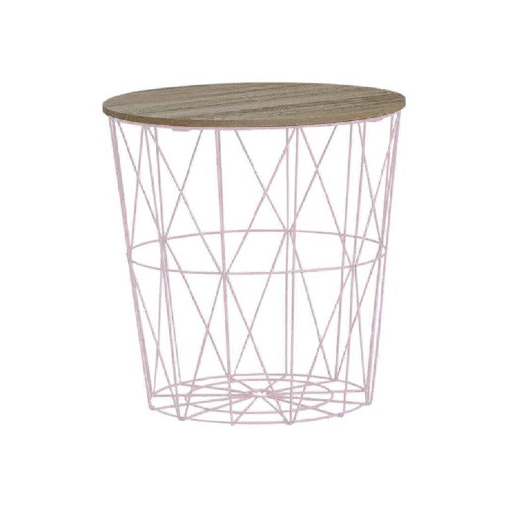 Mesa Auxiliar Rosa con tapa de Madera-ivvidek
