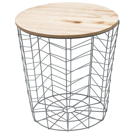 Mesa Auxiliar Varillas GRIS con tapa de Madera-ivvidek