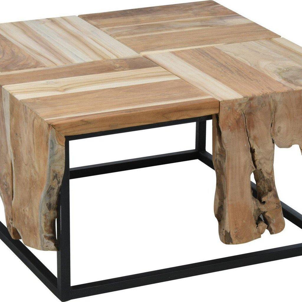 Mesa de Centro De Madera y Metal - 65x65x35cm-ivvidek