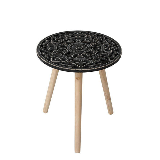 Mesita Auxiliar Mandala Tallada - Ø35 x 40cm-ivvidek