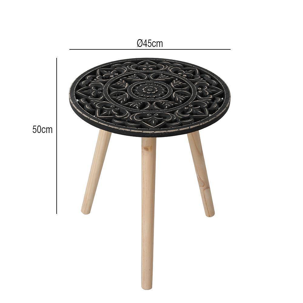 Mesita Auxiliar Mandala Tallada - Ø45 x 50cm-ivvidek