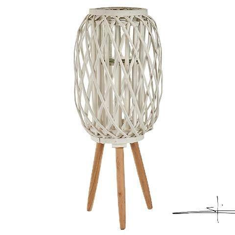 Portavelas de Mimbre con patas de Madera - Estilo Natural-ivvidek