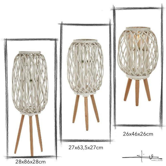 Portavelas de Mimbre con patas de Madera - Estilo Natural-ivvidek