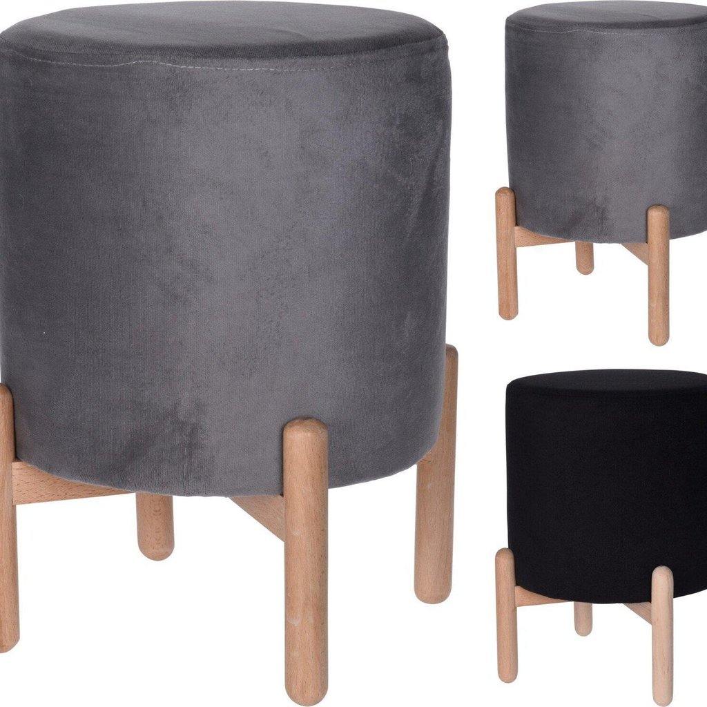Puff de Terciopelo con Patas de Madera-ivvidek