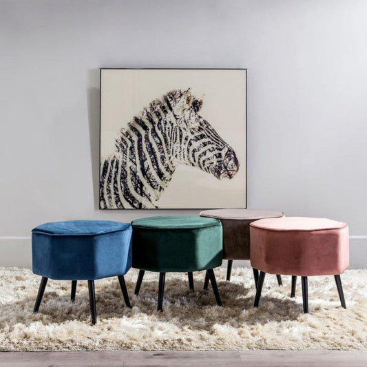 Puff de Terciopelo “Hex" Rosa Pastel - 41 x 42,50 x 40cm-ivvidek