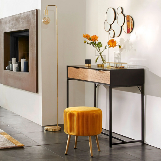 Puff de Terciopelo Mostaza “Solaro”-ivvidek