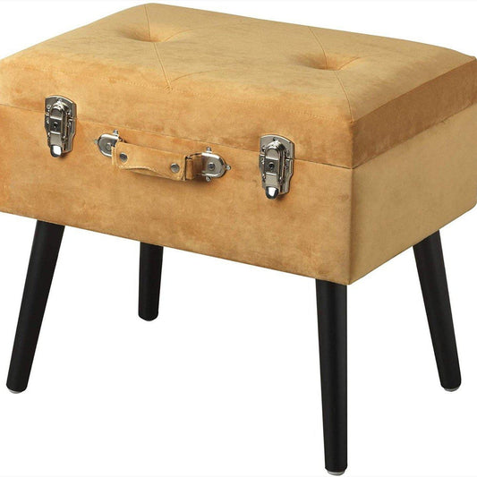 Puff Taburete Maletín Terciopelo - Mostaza-ivvidek