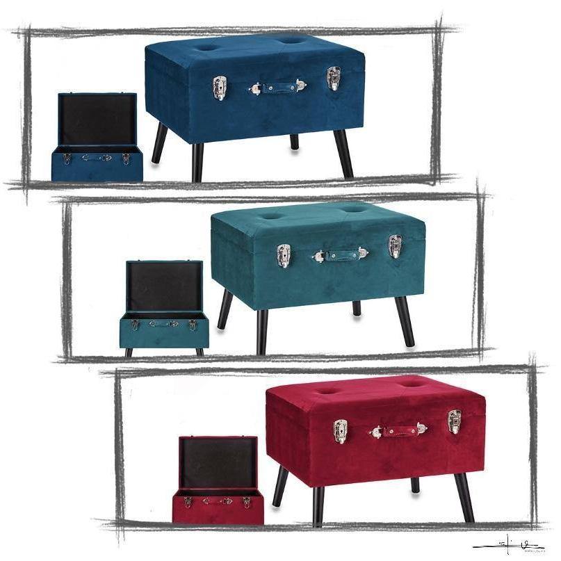 Puff Taburete Maletín Terciopelo - Mostaza-ivvidek