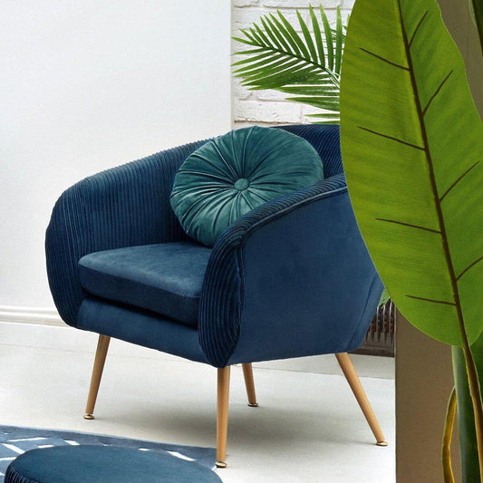 Sillón Azul "Solaro" de terciopelo-ivvidek