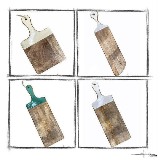 Tabla de Madera de Mango con asa de Cerámica - 35x20cm-ivvidek