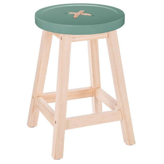 Taburete de Madera “BOTÓN” Verde - 30 x 45cm-ivvidek