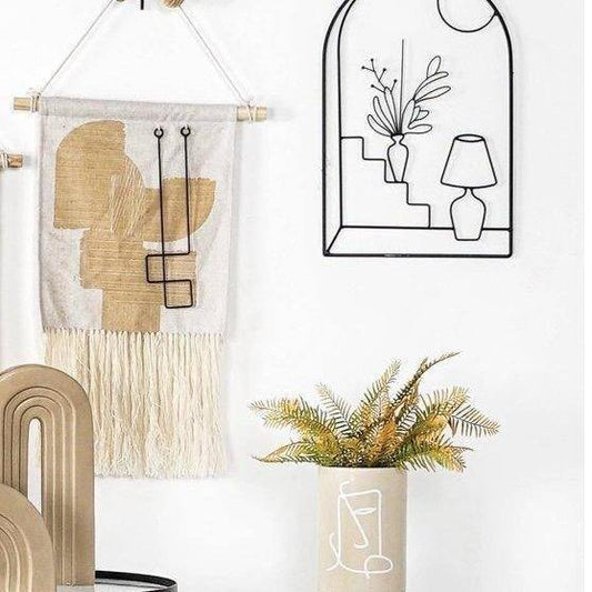 Tapiz de pared con flecos y metal - 36 x 52cm-ivvidek