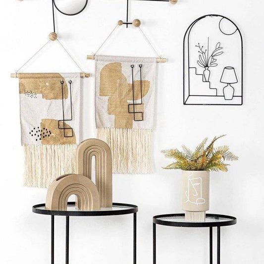 Tapiz de pared con flecos y metal - 36 x 52cm-ivvidek