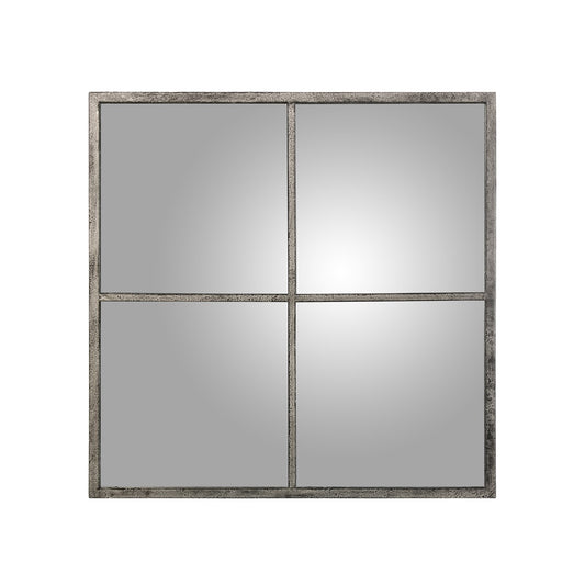Espejo Ventana de Metal Negro Desgastado "LOFT" - 80x80cm