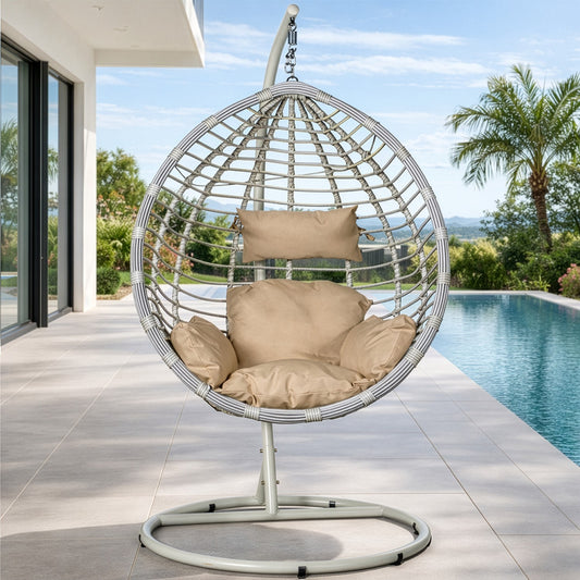 Sillón Balancín de Ratán y Metal - "Blanco"