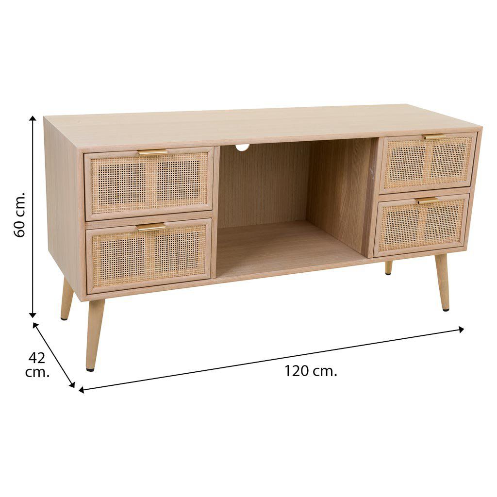 Mueble bajo de Madera y Ratán - "Trento"