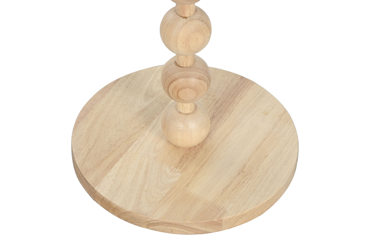 Lámpara de Pie de Madera de Hevea Natural con Pantalla de Lino