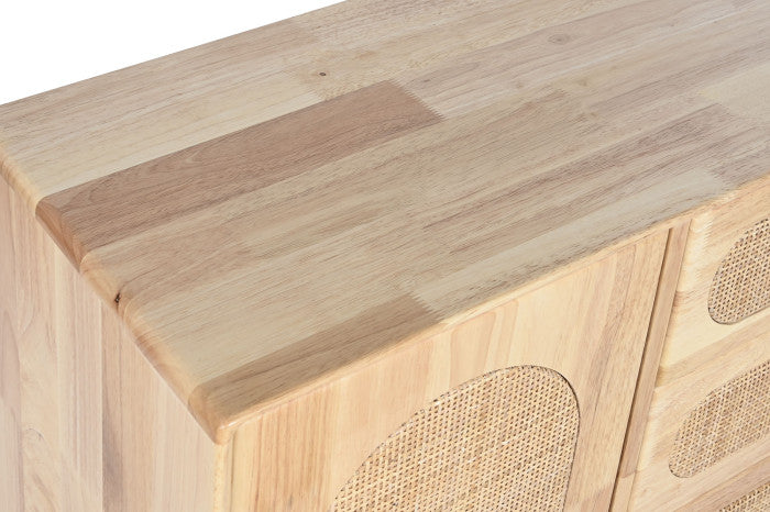 Aparador Buffet de Madera y Ratán - "Rubberwood"