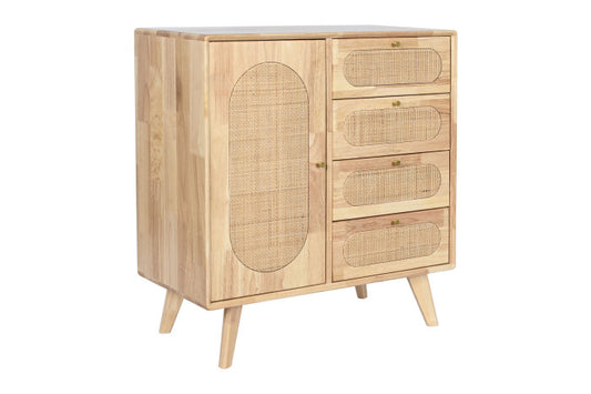 Aparador Buffet de Madera y Ratán - "Rubberwood"