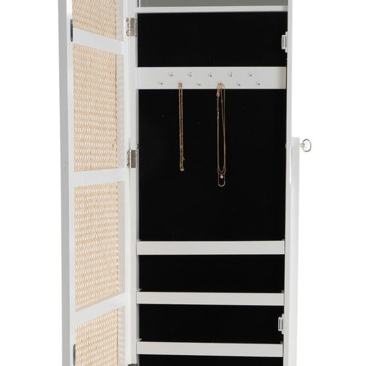 Armario Joyero de Pie Blanco de Ratán - "Caning"