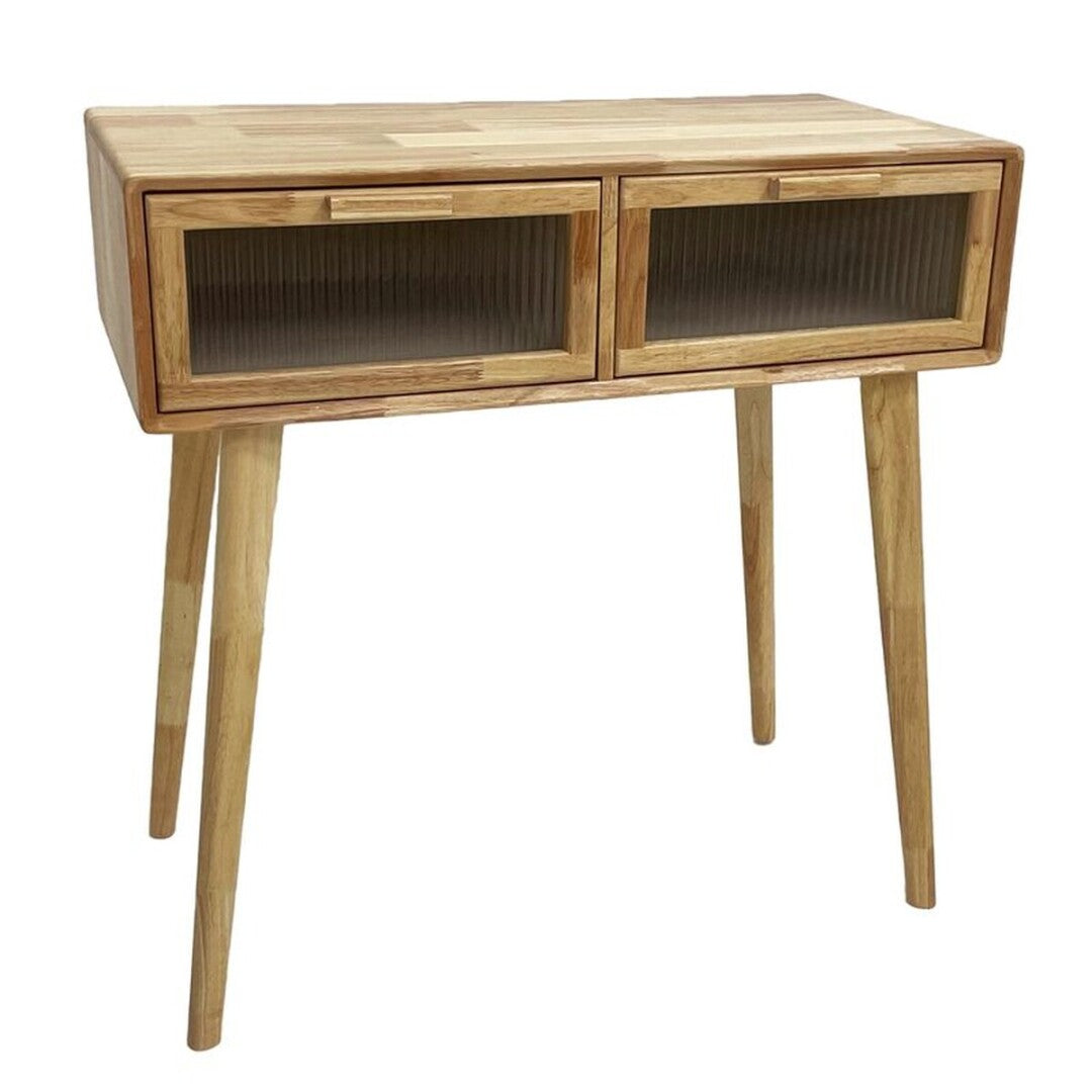 Consola de madera natural y cristal - AURA