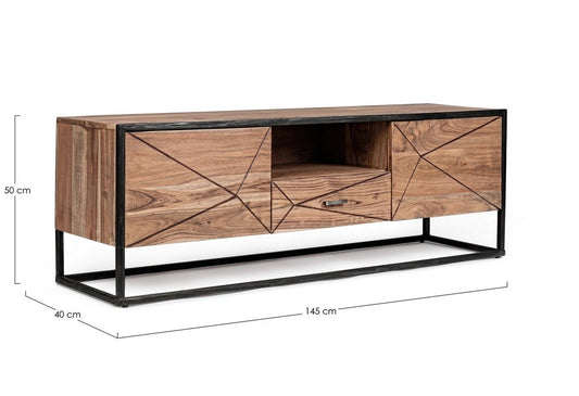 Mueble TV de Madera de Acacia y Metal - “NOGE”