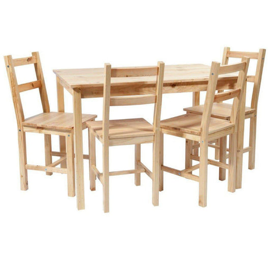 Conjunto mesa + 4 sillas de Pino "Nature"-ivvidek