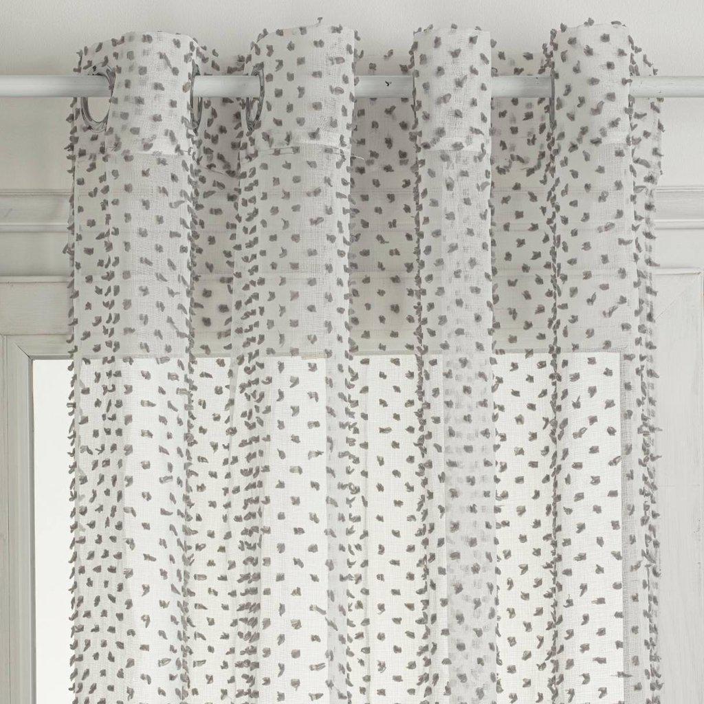 Cortina Visillo con Pompones Gris - 140x260cm-ivvidek