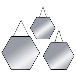 Espejos Hexagonales “Glam” Negro -SET/3-ivvidek